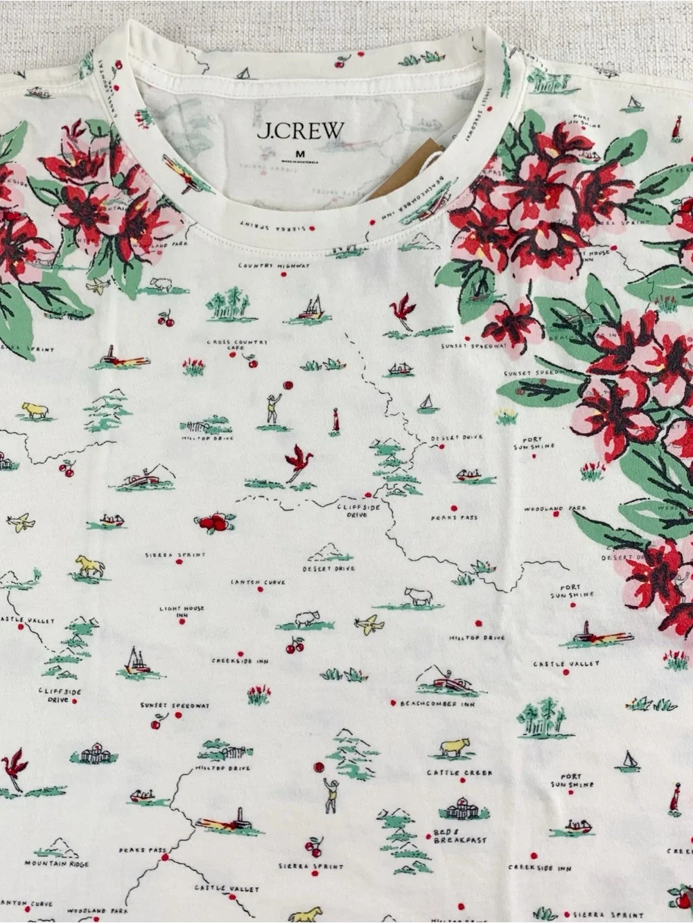 J Crew New Broken-in jersey relaxed-fit map graphic T-shirt short sleeve floral